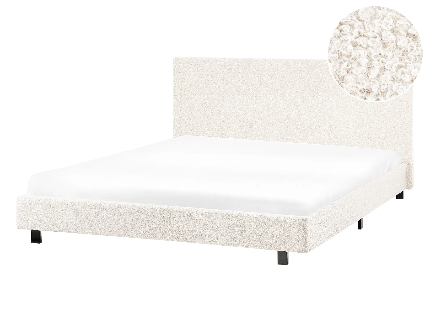 Bed Bouclé ALBI 140 x 200 cm Gebroken wit_981887