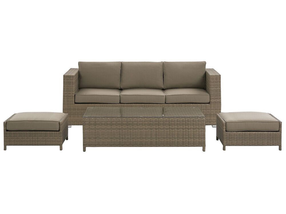 Lounge Set mit Tisch 5-Sitzer BELLUNO Polyrattan Braun