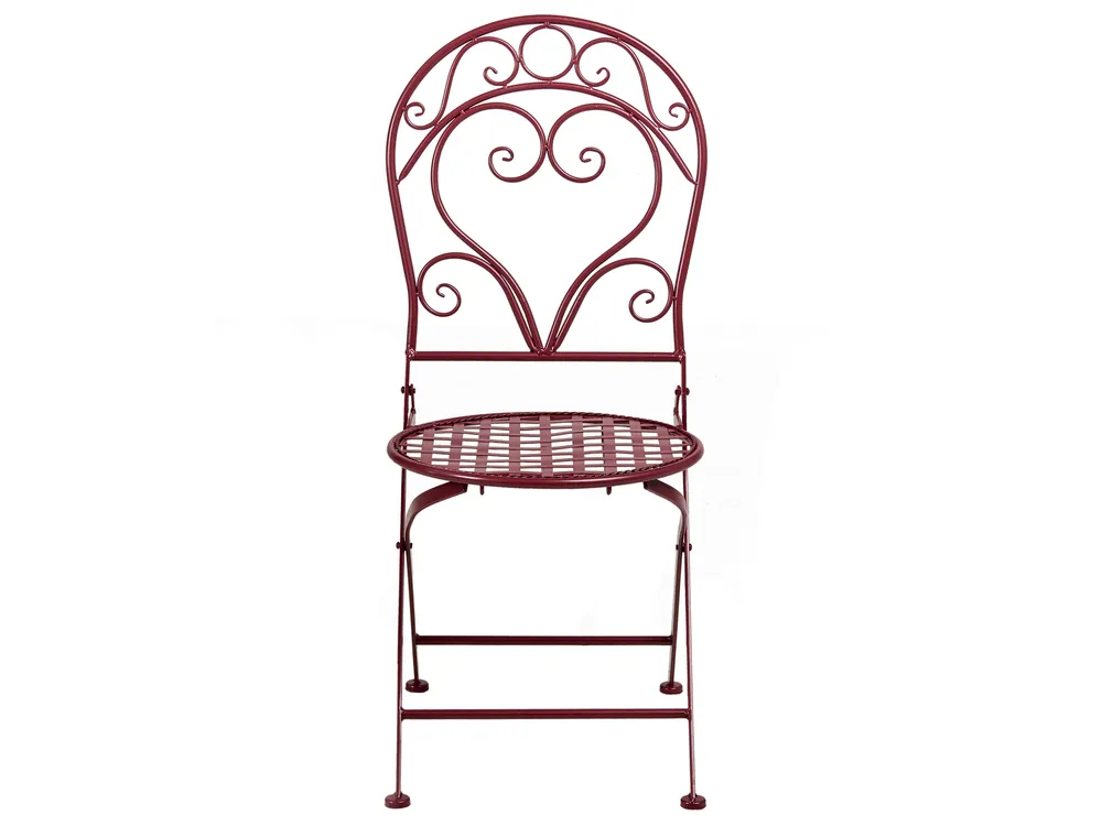Bistro Set ALBINIA Metall Burgunderrot_1016245