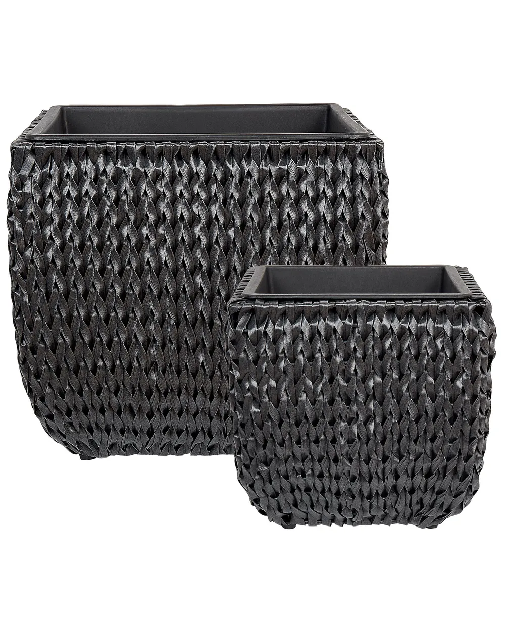 Set mit 2 Blumentöpfen BERBERIS 34/45 cm Polyrattan Schwarz