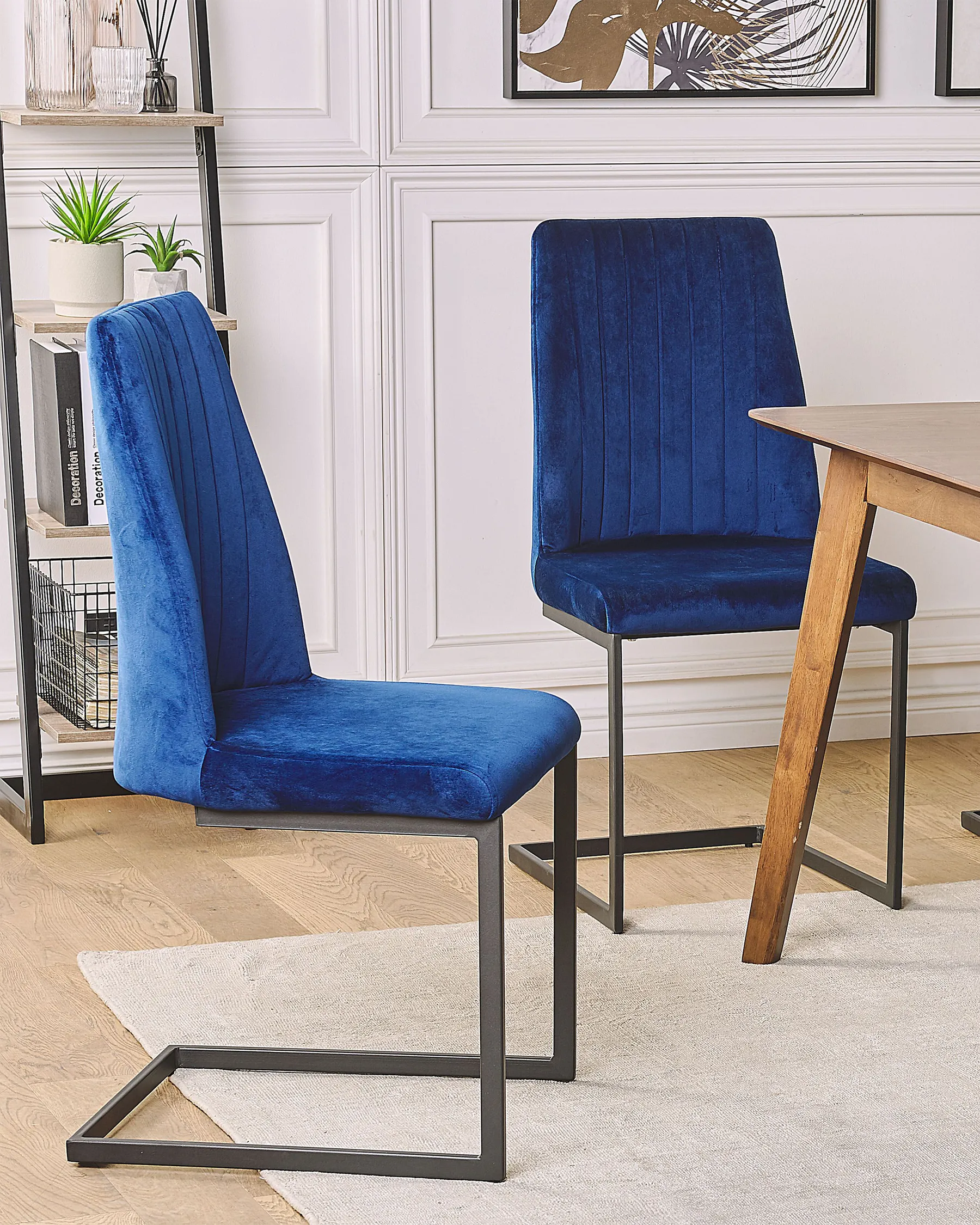 Set of 2 Dining Chairs LAVONIA Velvet Navy Blue_789986