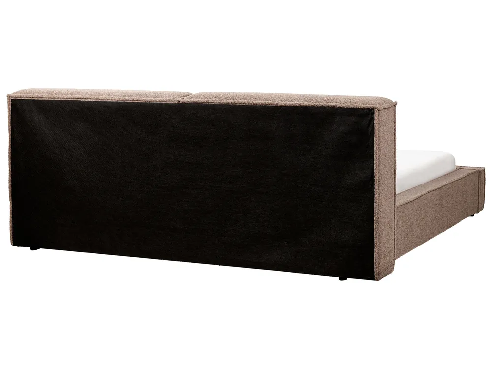 Bett mit Lattenrost Bouclé LINARDS 180 x 200 cm Braun_937252