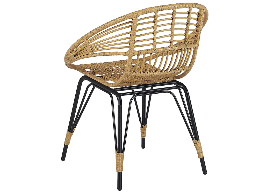 Bistro Set with Cushions PELLARO PE Rattan Black_809770