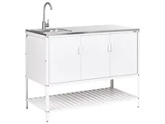 3 Piece Outdoor Kitchen Set with Sink MAENZA White Metal_1045080