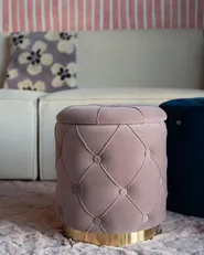 Pouf mit Stauraum 2er Set PUEBLO Samtstoff Rosa_967714