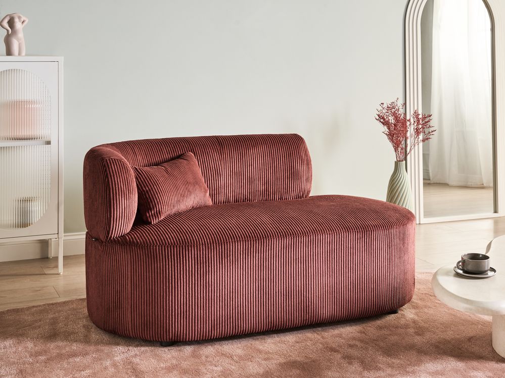 Left-Hand Chaise Longue VANVEY Corduroy Red