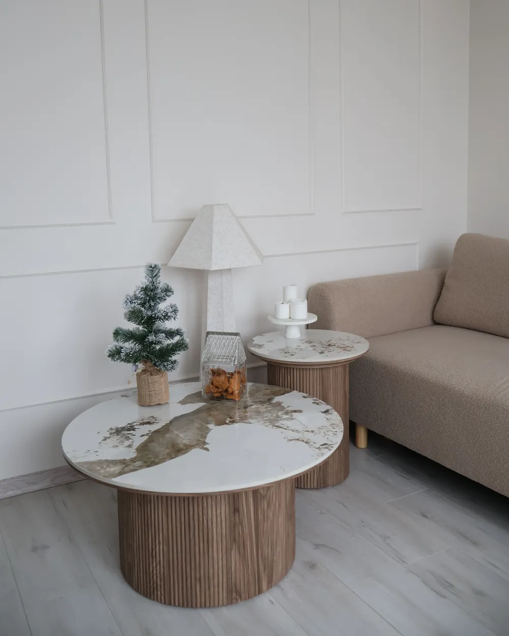 Stehlampe DEMBI Kunstleinen Hellbeige_1039303