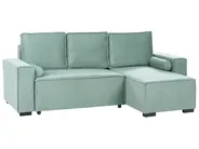Eckschlafsofa 3-Sitzer EDANE mit Stauraum Stoff Hellgrün linksseitig_1057284