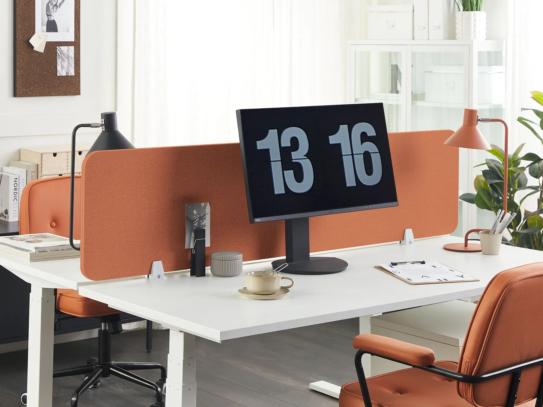 Desk Screen WALLY 130 x 40 cm Light Red_853154