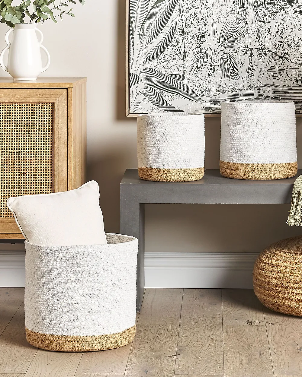 Set of 3 Baskets BASIMA Cotton White_1178615