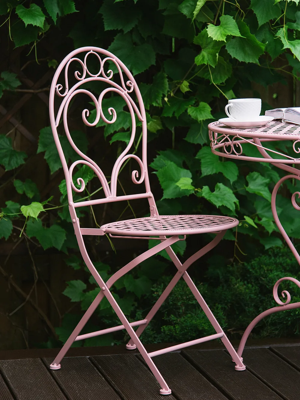 Outdoor Bistrotisch ALBINIA 70 cm 70 cm Metall Rosa_774550