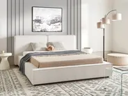Bett mit Lattenrost Stoff LINARDS 160 x 200 cm Cremeweiß_952921