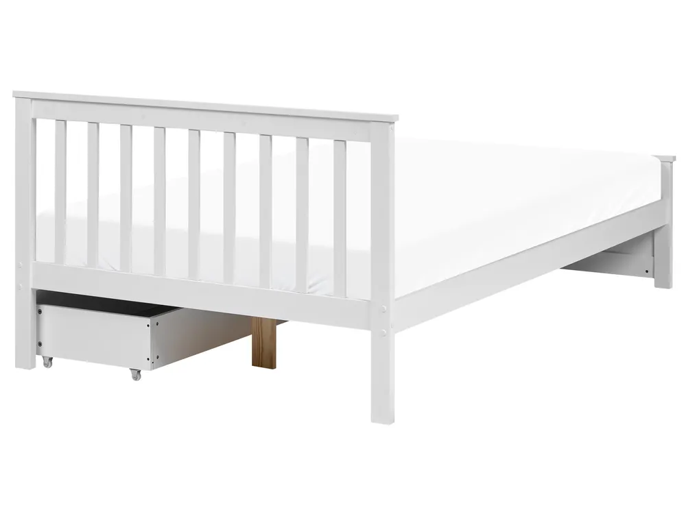 Bett mit 2 Schubladen OLENDON Kiefernholz Weiß 120 x 200 cm_1082207
