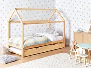 Kinderbett mit Ausziehbett Kiefernholz CRILLON 90 x 200 cm Hellbraun_961883