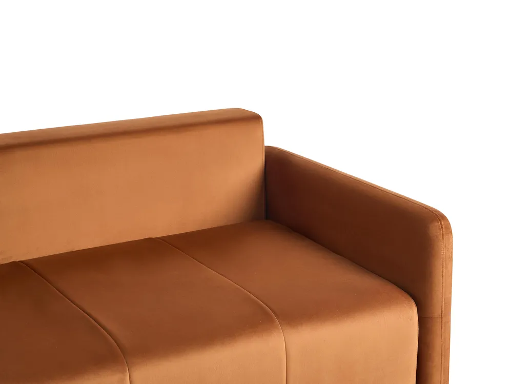 Sofa Bed 3 Seater EGGE Velvet Golden Brown_1020962