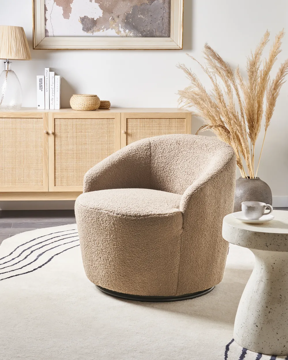 Drehsessel DAVIK Bouclé Taupe