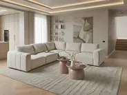 Modul Ecksofa 5-Sitzer KIVVIK Bouclé Cremeweiß rechtsseitig_1045644