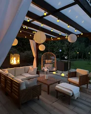 Gartensessel mit Ottomane BARATTI Akazienholz Braun_923059