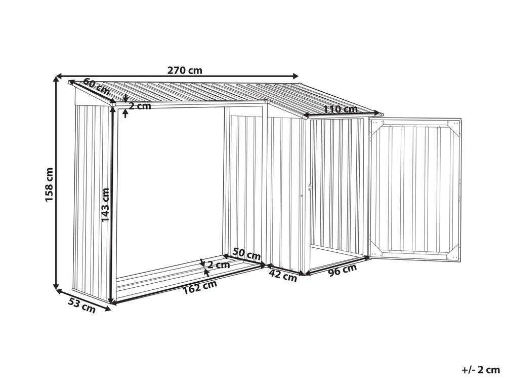 Tool Shed AOSTA 270 cm 105 cm Black - Beliani.ro