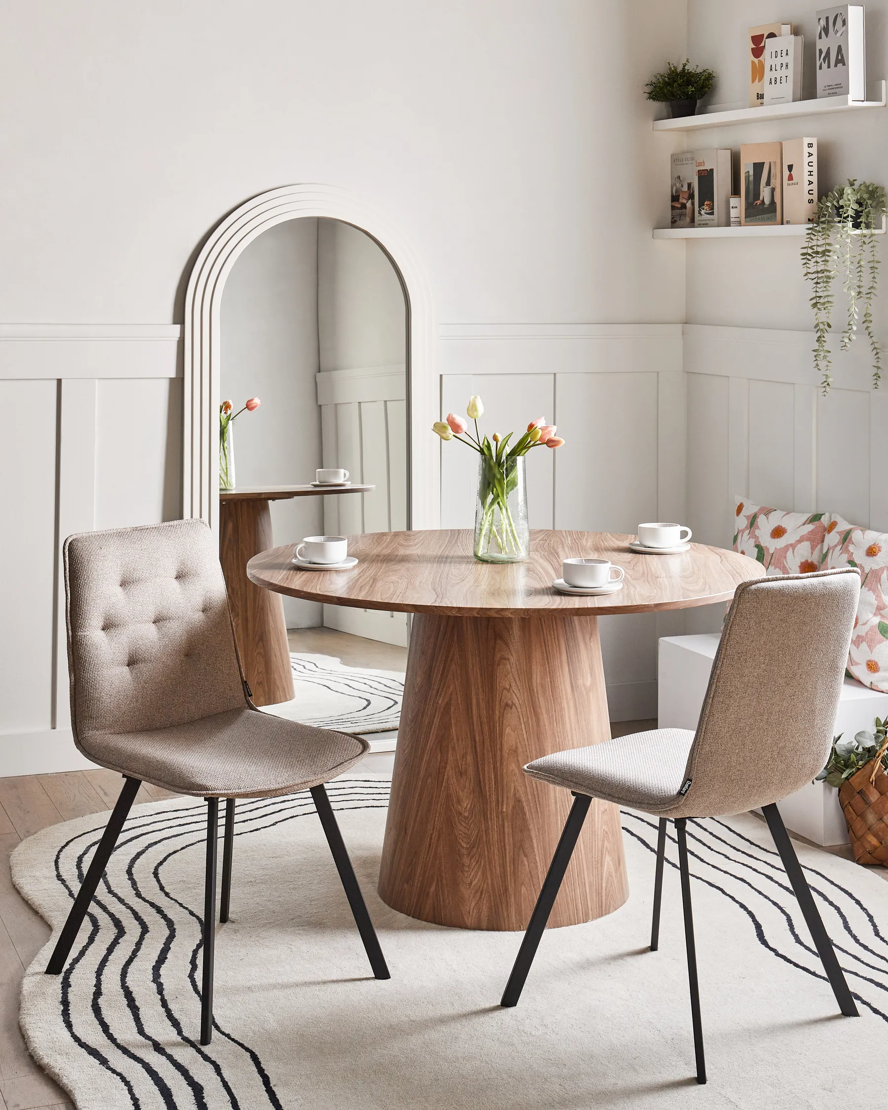 Set of 2 Dining Chairs CARVER Fabric Light Brown_999055