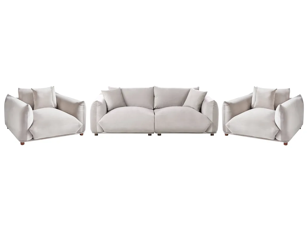Sofa Set 5-Sitzer LUVOS Samtstoff Taupe