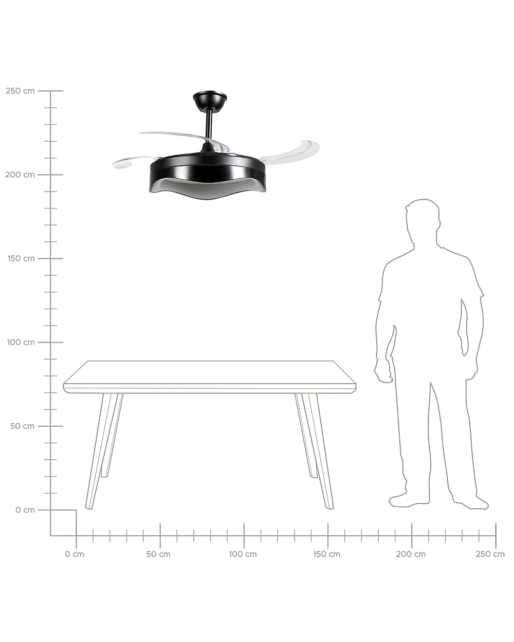 Plafondventilator met verlichting ETONIA met afstandsbediening LED Zwart_1125615