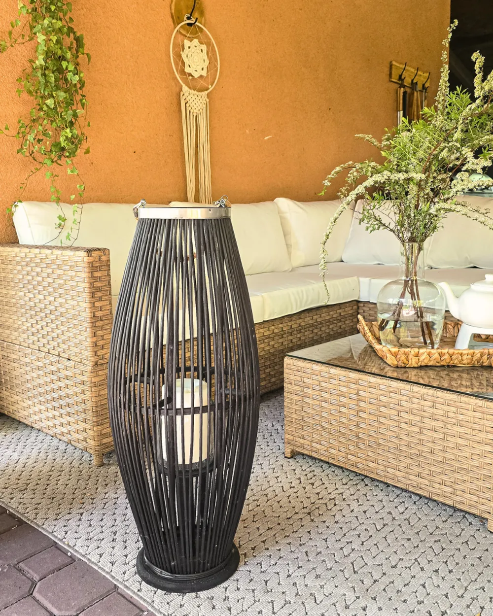 Laterne TAHITI Bambus 72 cm Schwarz - Beliani.de