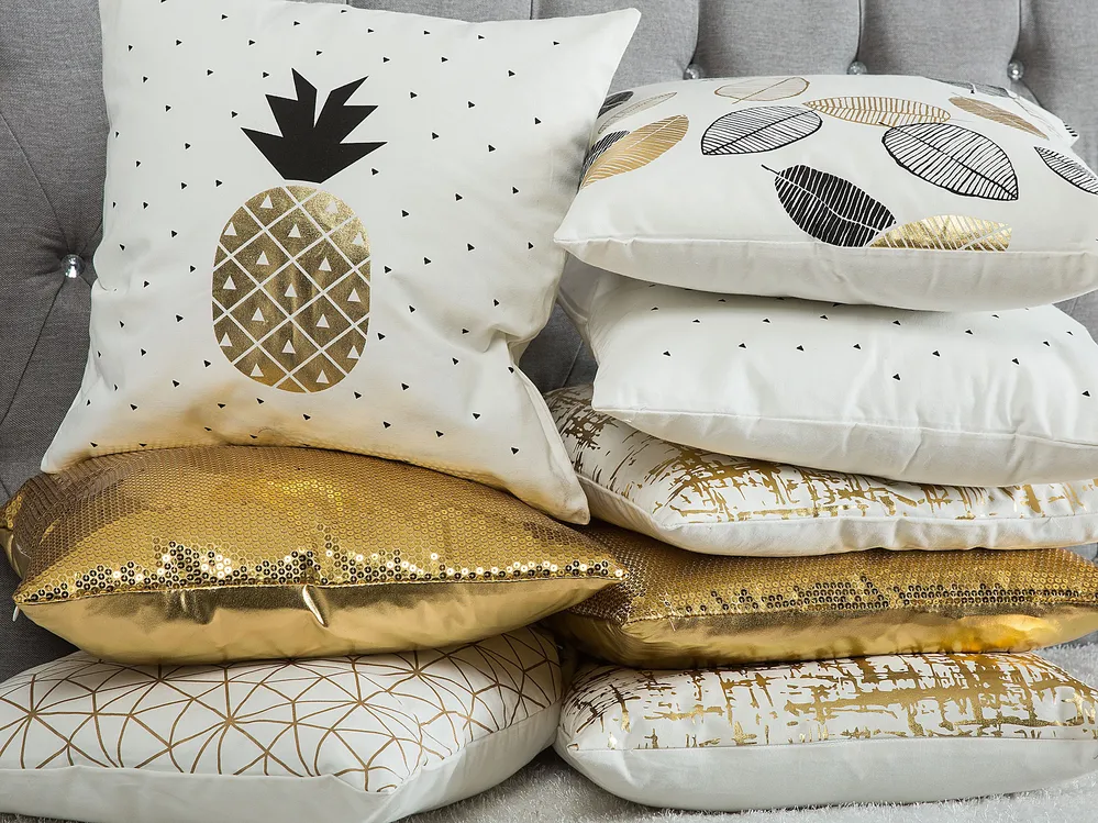 Dekokissen 2er Set ASTER 45 x 45 cm Gold Ohne Muster_853722