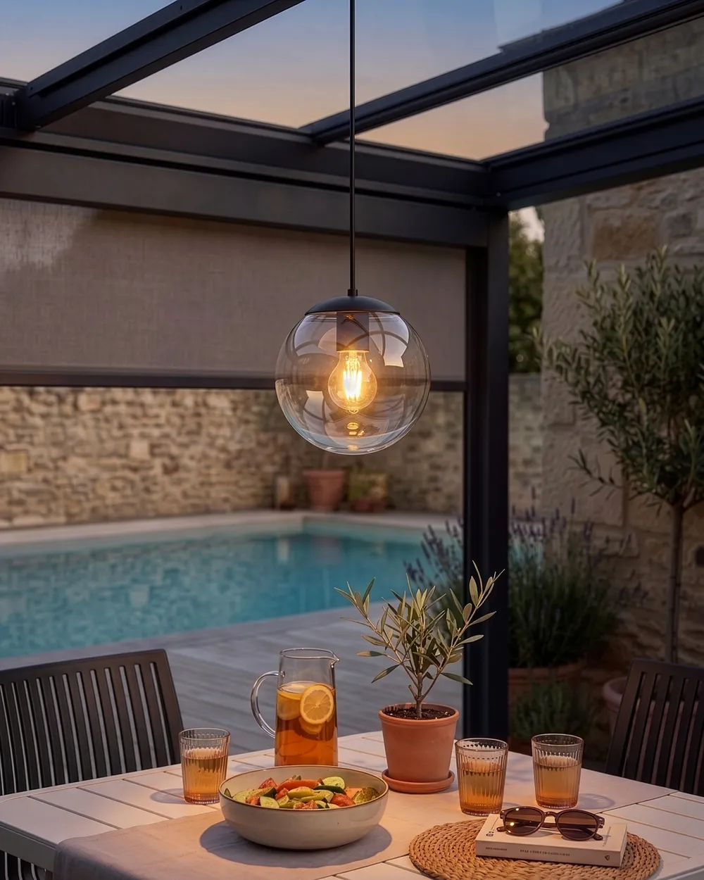 Outdoor Pendant Lamp BLEES Metal Black_1108483