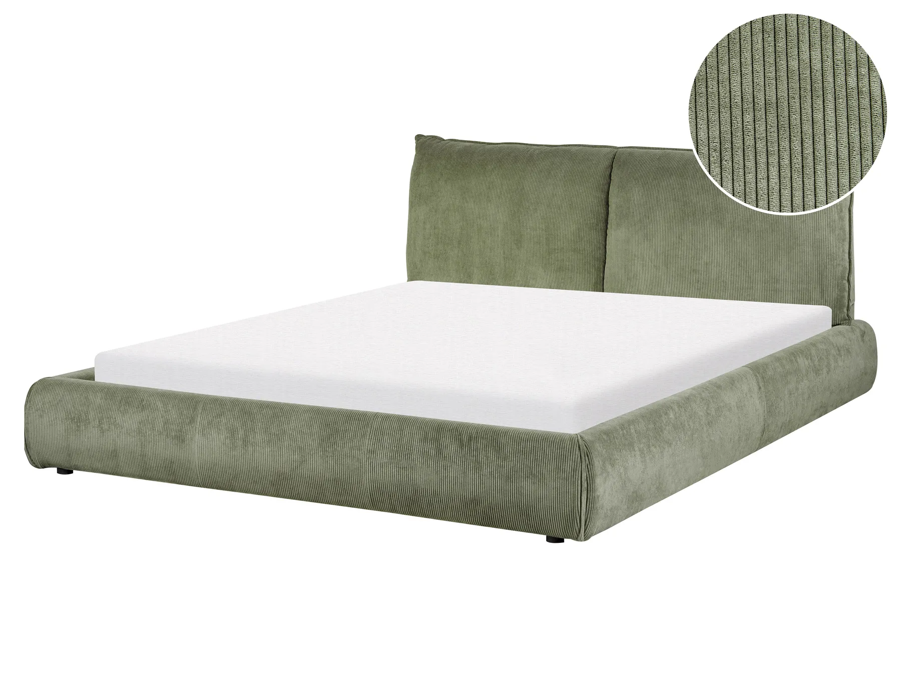 Bed Corduroy VINAY 160 x 200 cm (EU King Size) Olive Green_879983