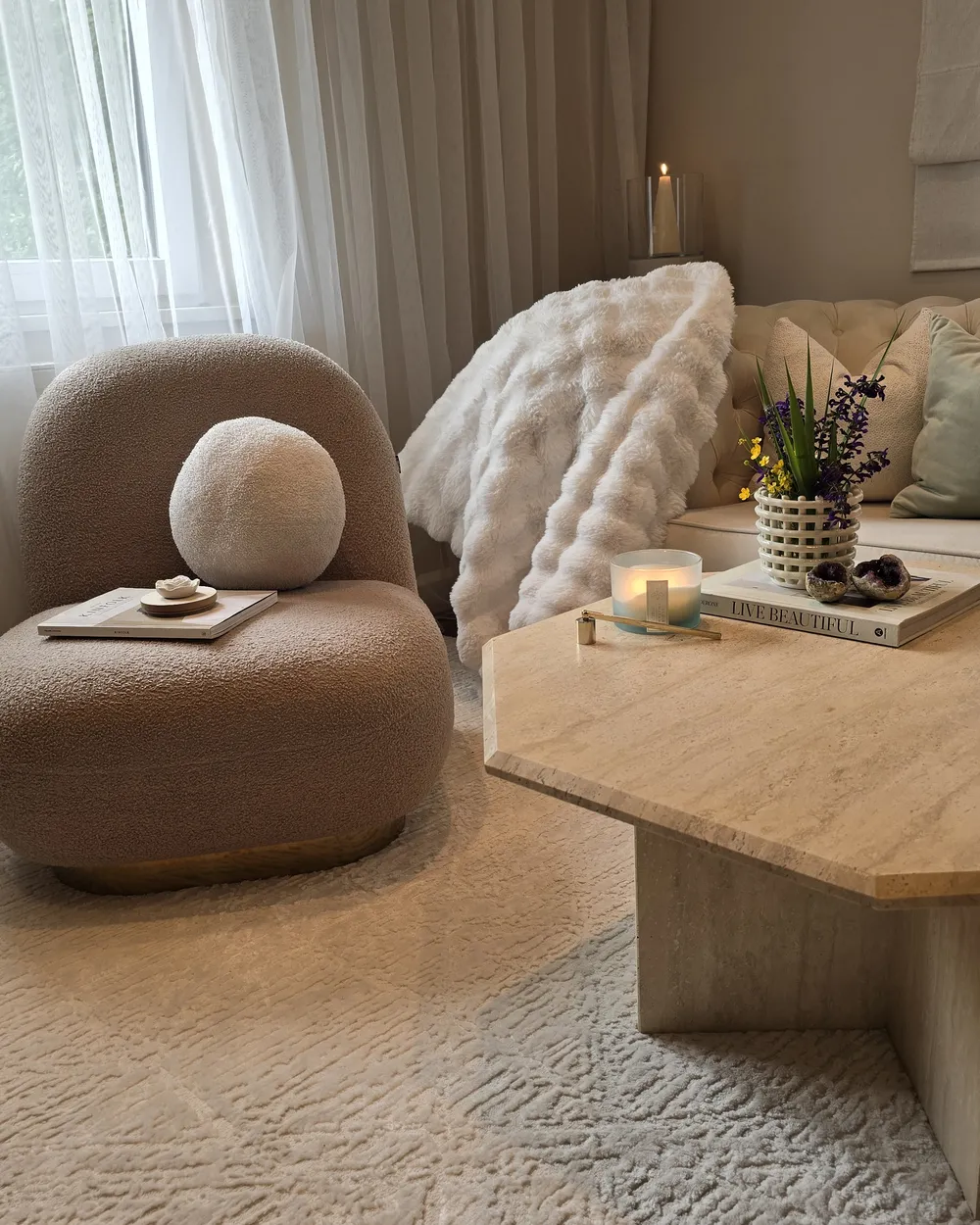 Armchair LOVIISA Boucle Beige_920229