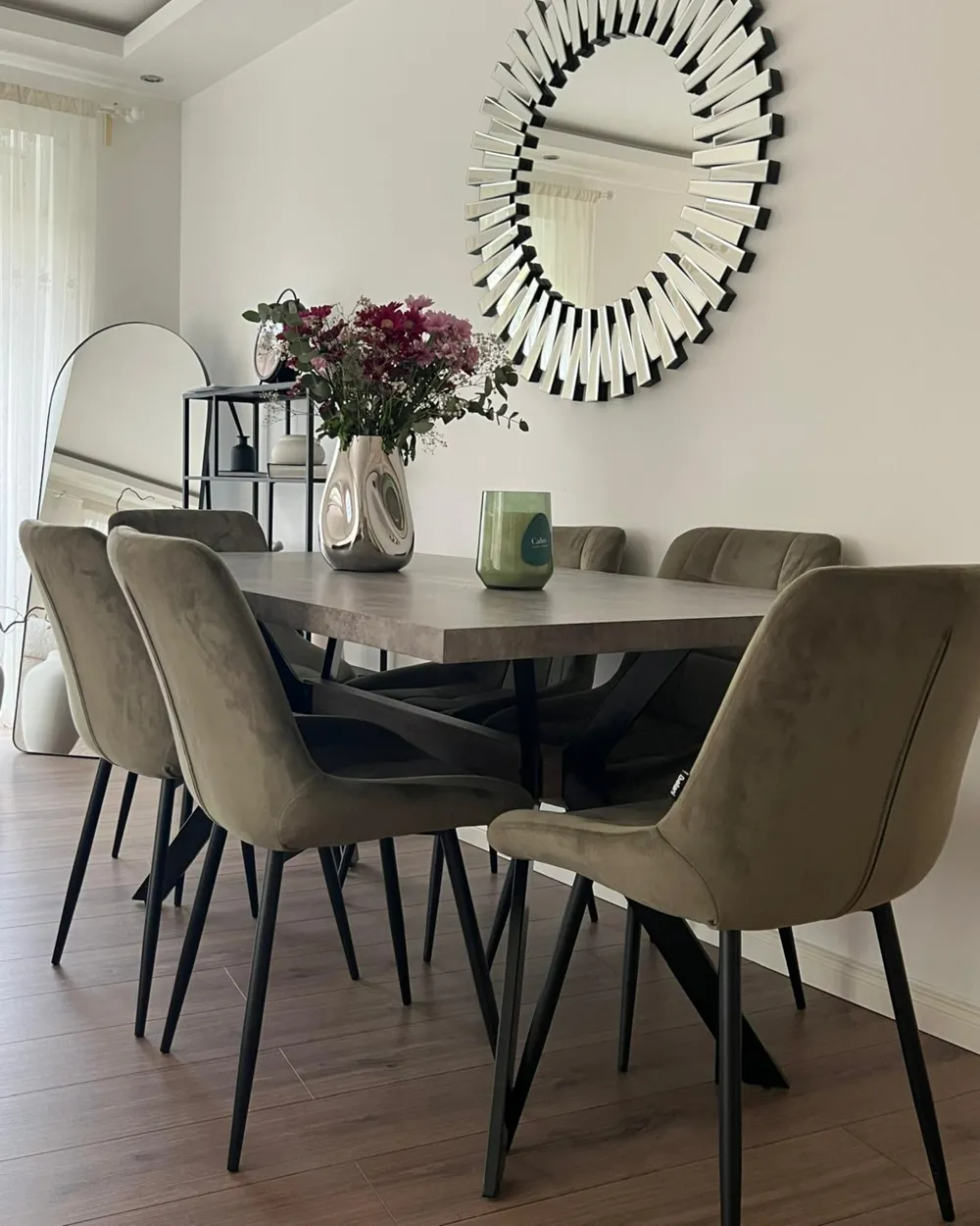 Set of 2 Dining Chairs MELROSE Velvet Olive Green_991735