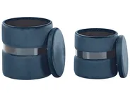 Set of 2 Storage Pouffes DORIS Velvet Blue_782020
