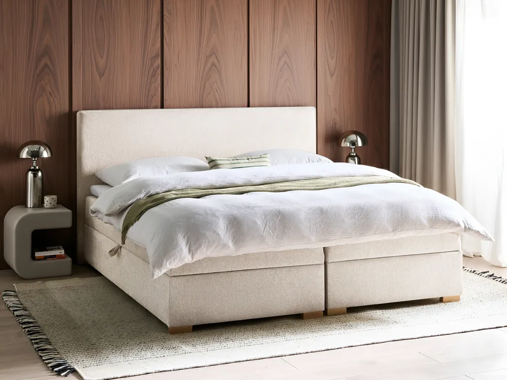 Boxspringbett Stoff hellbeige verschiedene Größen MAJOR