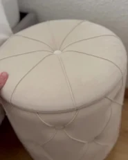 Pouf mit Stauraum 2er Set PUEBLO Samtstoff Weiß_975042
