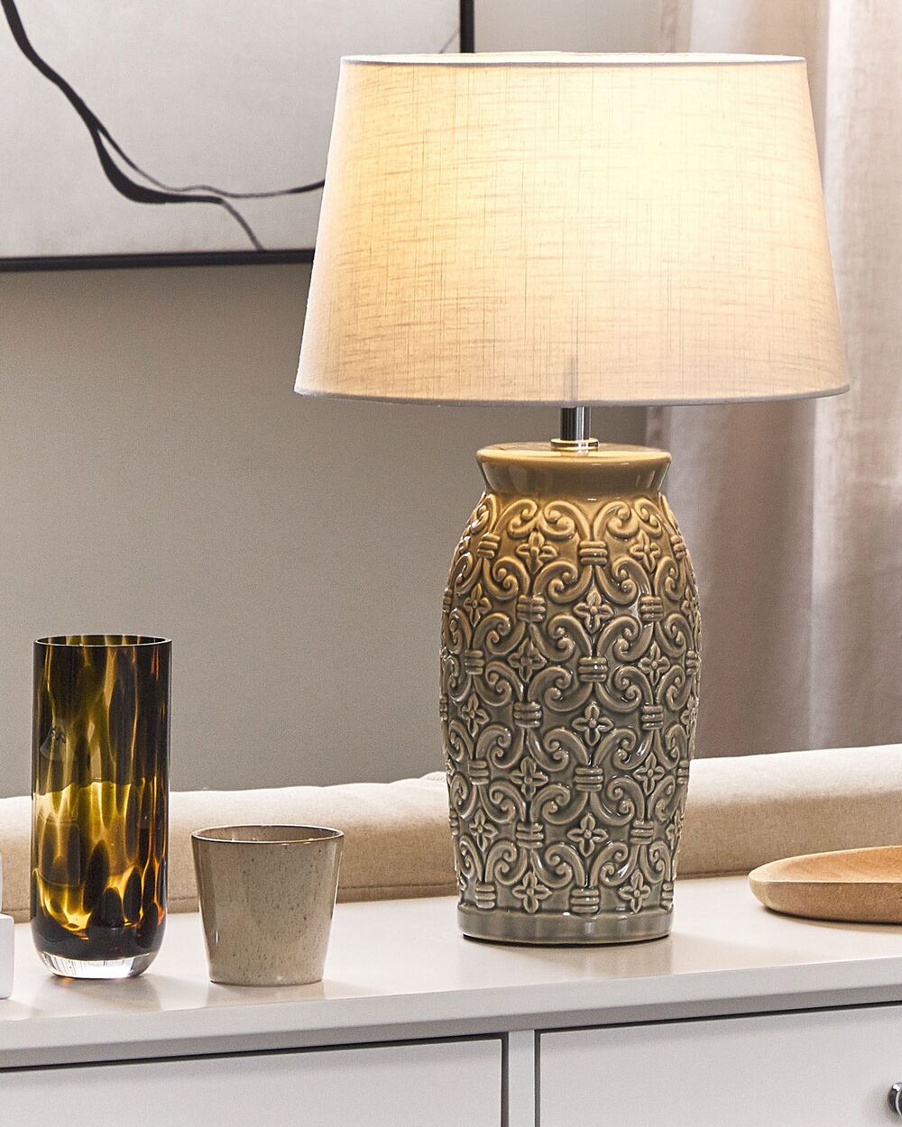 Table Lamp KHOPER Ceramic Grey