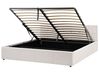 Ottoman Bed LAURESSES Fabric Light Beige 180 x 200 cm (EU Super King)