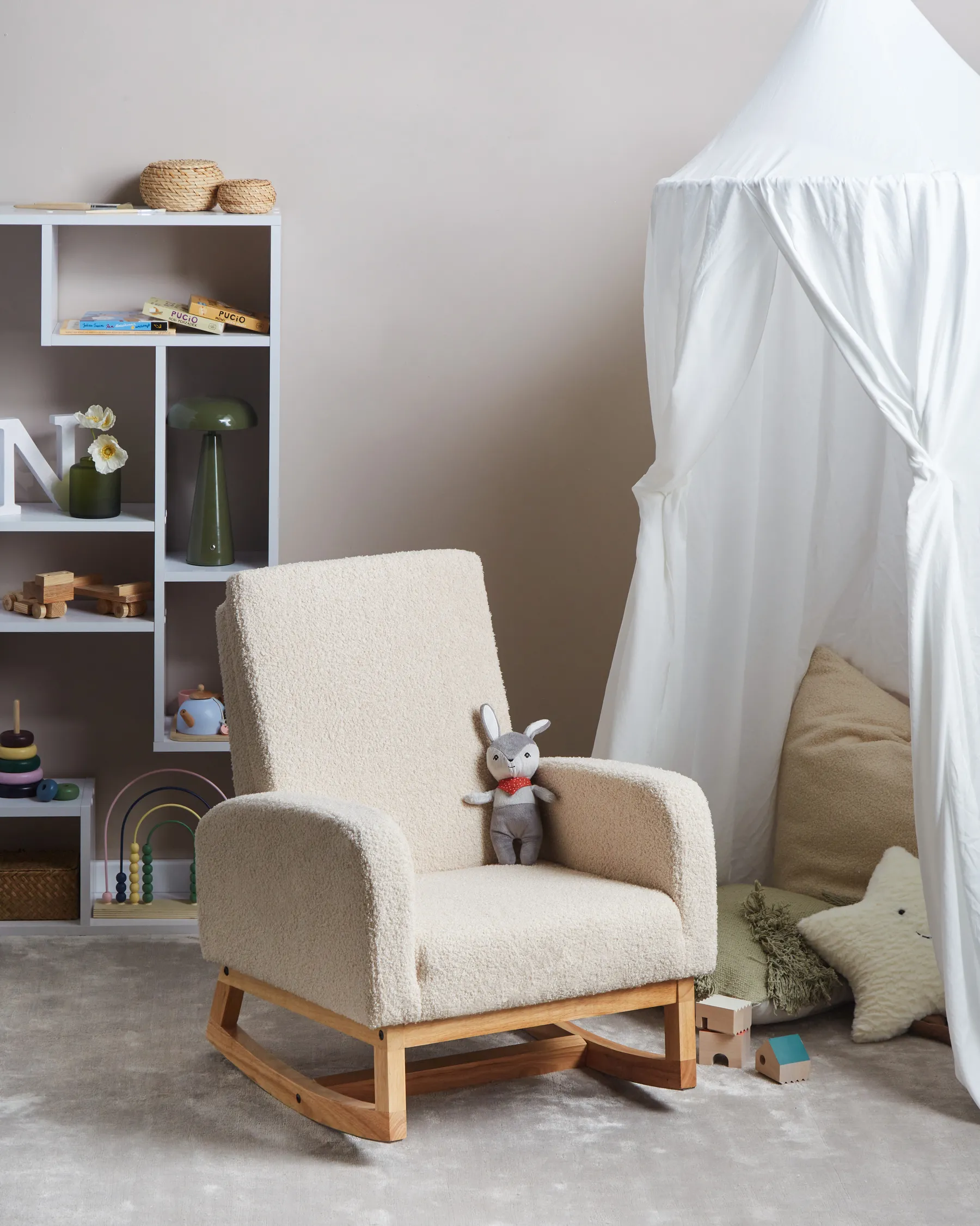 Kids Rocking Chair NORBY Boucle Light Beige_989224