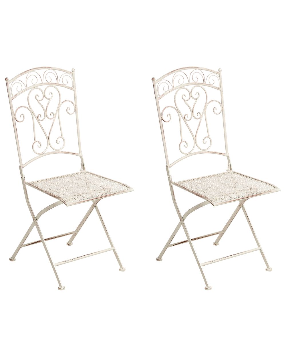 Set van 2 tuinstoelen JUINA inklapbaar Metaal Lichtbeige