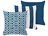 Gartenkissen 3er Set DEUTZIA Geometrisches Muster 45 x 45 cm Marineblau