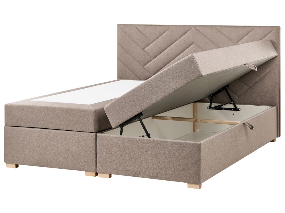 Kontinentalni krevet s prostorom za pohranu ESQUIRE Sivo-bež 180 x 200 cm