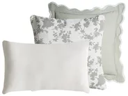 Set of 3 Decorative Cushions CANARIUM 30 x 50 cm 45 x 45 cm Cotton Green Solid_1041440