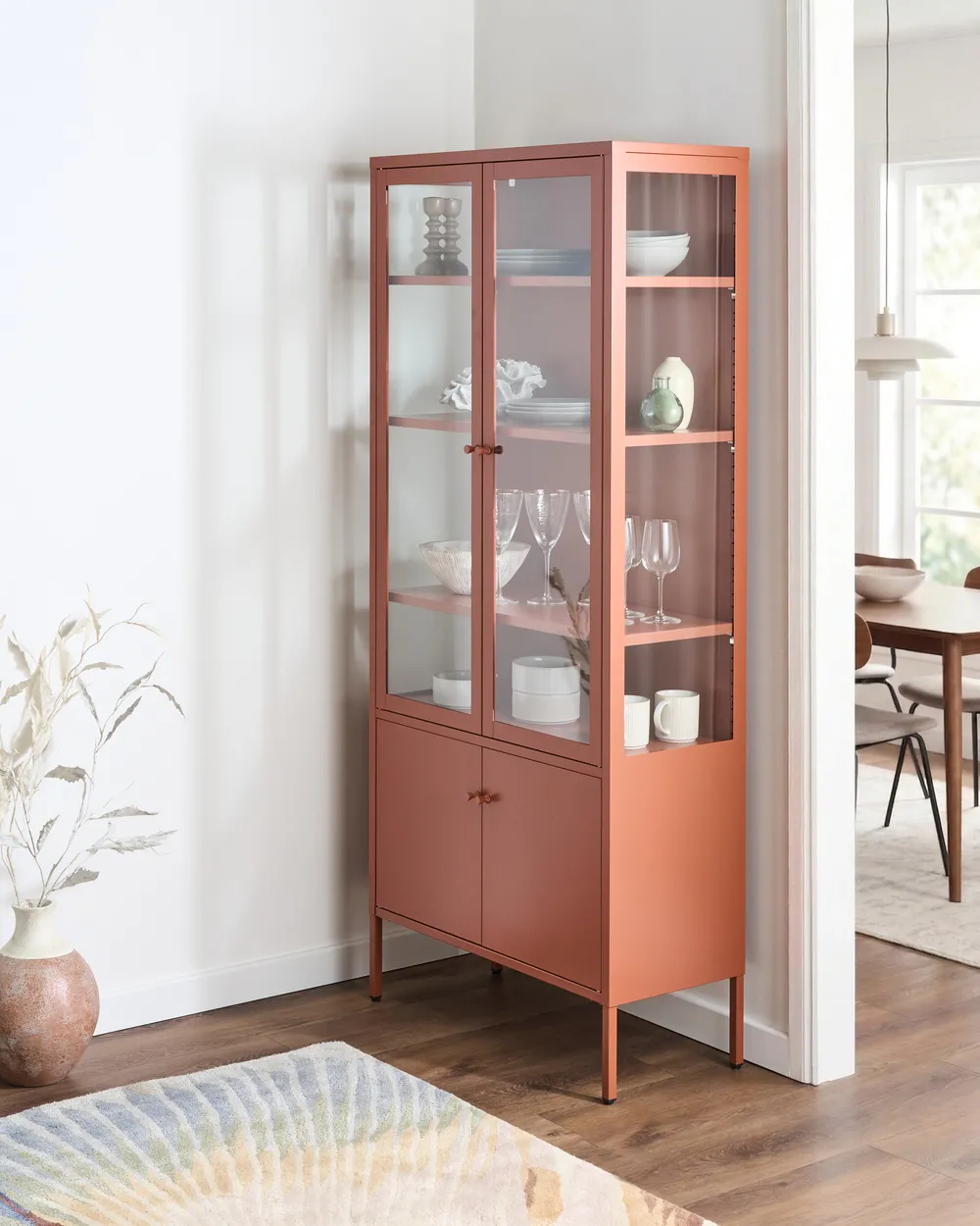 Glass Display Cabinet OXTED 80 cm Metal Golden Brown_1069034