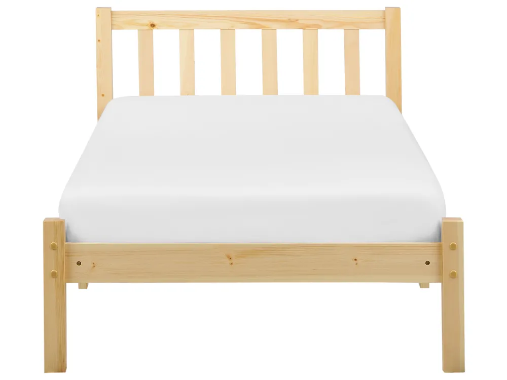 Bett mit Lattenrost Kiefernholz FLORAC 90 x 200 cm Hellbraun_918216