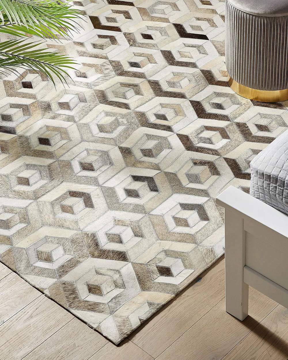 Teppich TAVAK Beige 140 x 200 cm Echtleder