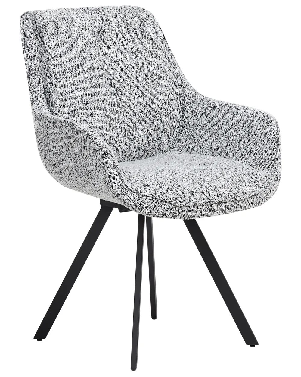 Dining Chair Swivel MARCELLUS Boucle Black/ White_1021052