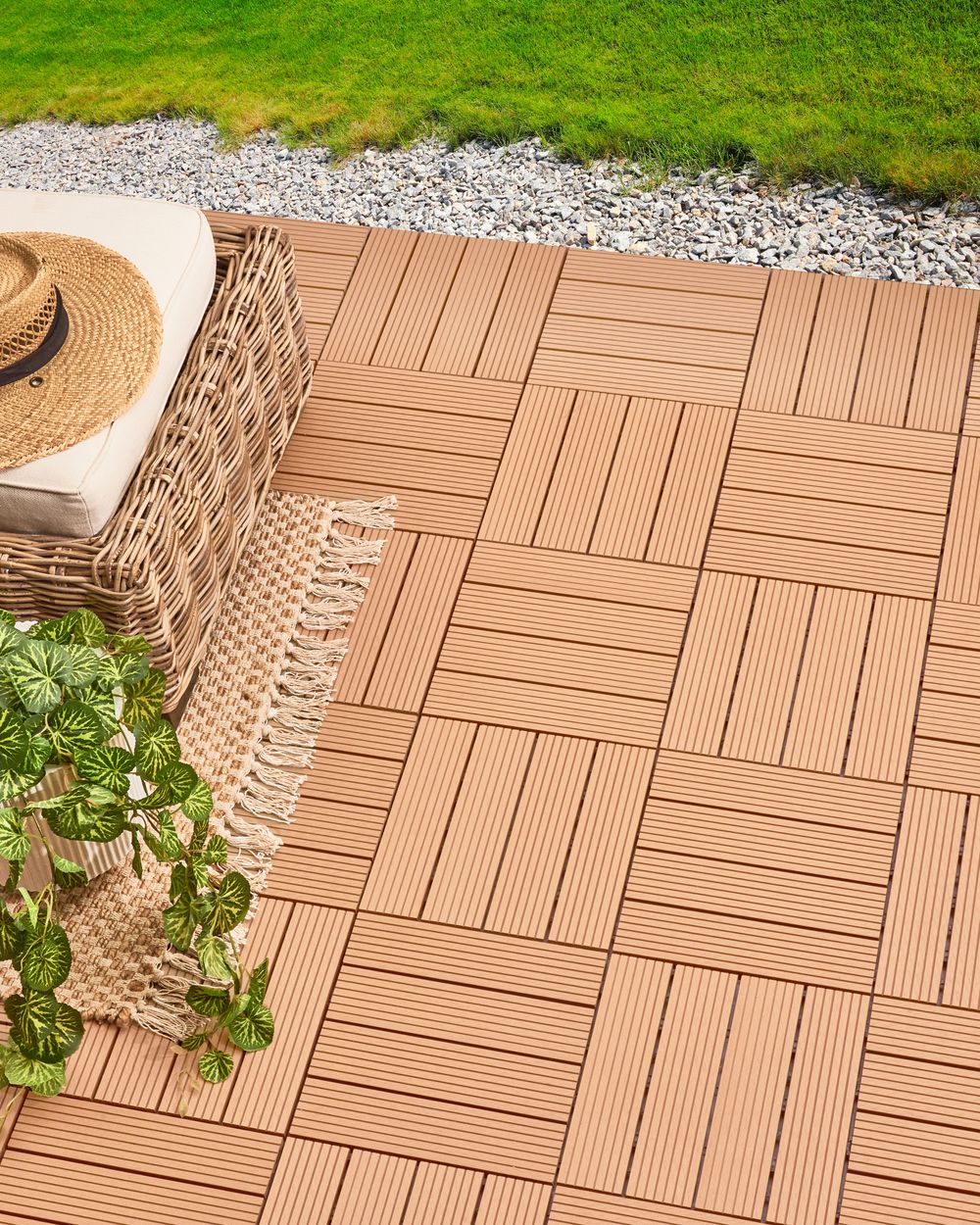 Outdoor Flooring ATELETA Wood-Plastic Composite (WPC) Light Brown