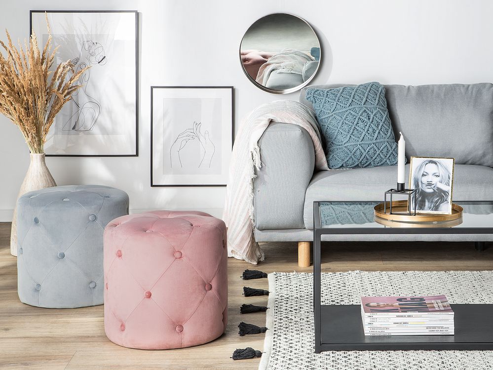 Pouffe COROLLA Velvet Light Grey