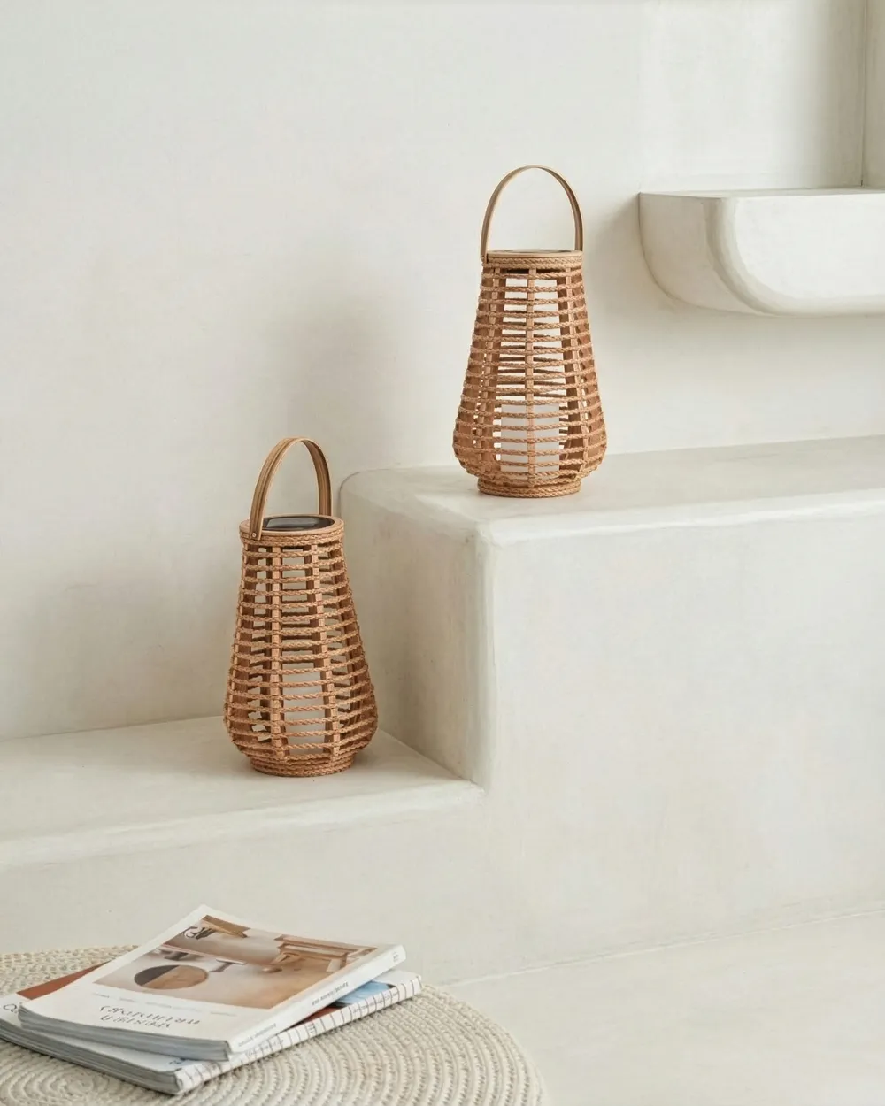 Solarbetriebene Laternen 2er-Set GWAYI 34 cm Naturfarben_1042076