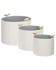 Aufbewahrungskorb 3er Set ARAM Kunstleder Cremeweiß_954427